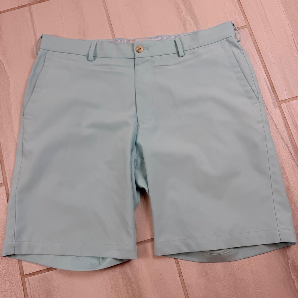 Peter Millar Crown Sport Mens Aqua Blue Performance Golf Shorts MS19EB82 34
